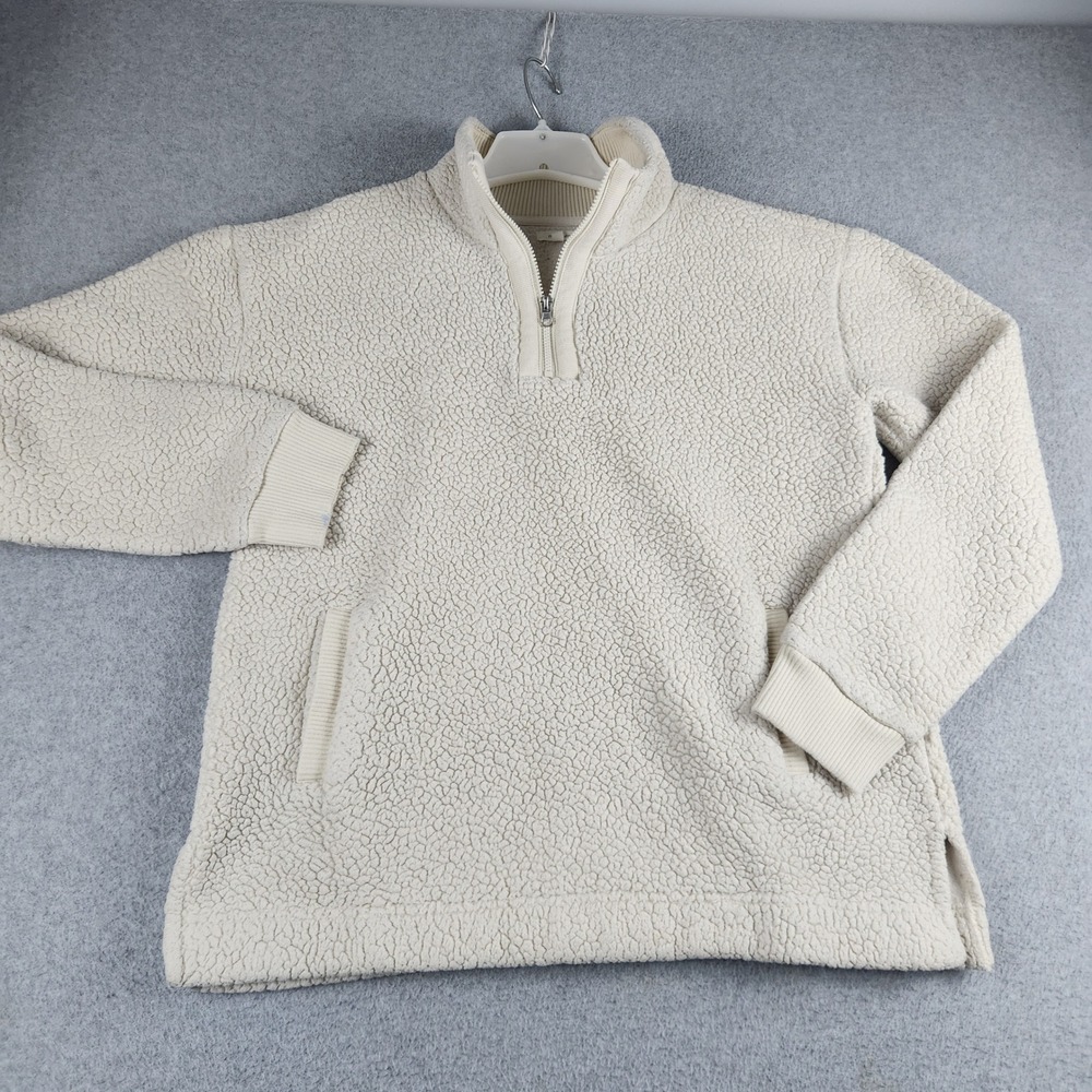 Maurices Sweater Womens Medium Cream Sherpa Fleece Warm Long Sleeve Quarter Zip